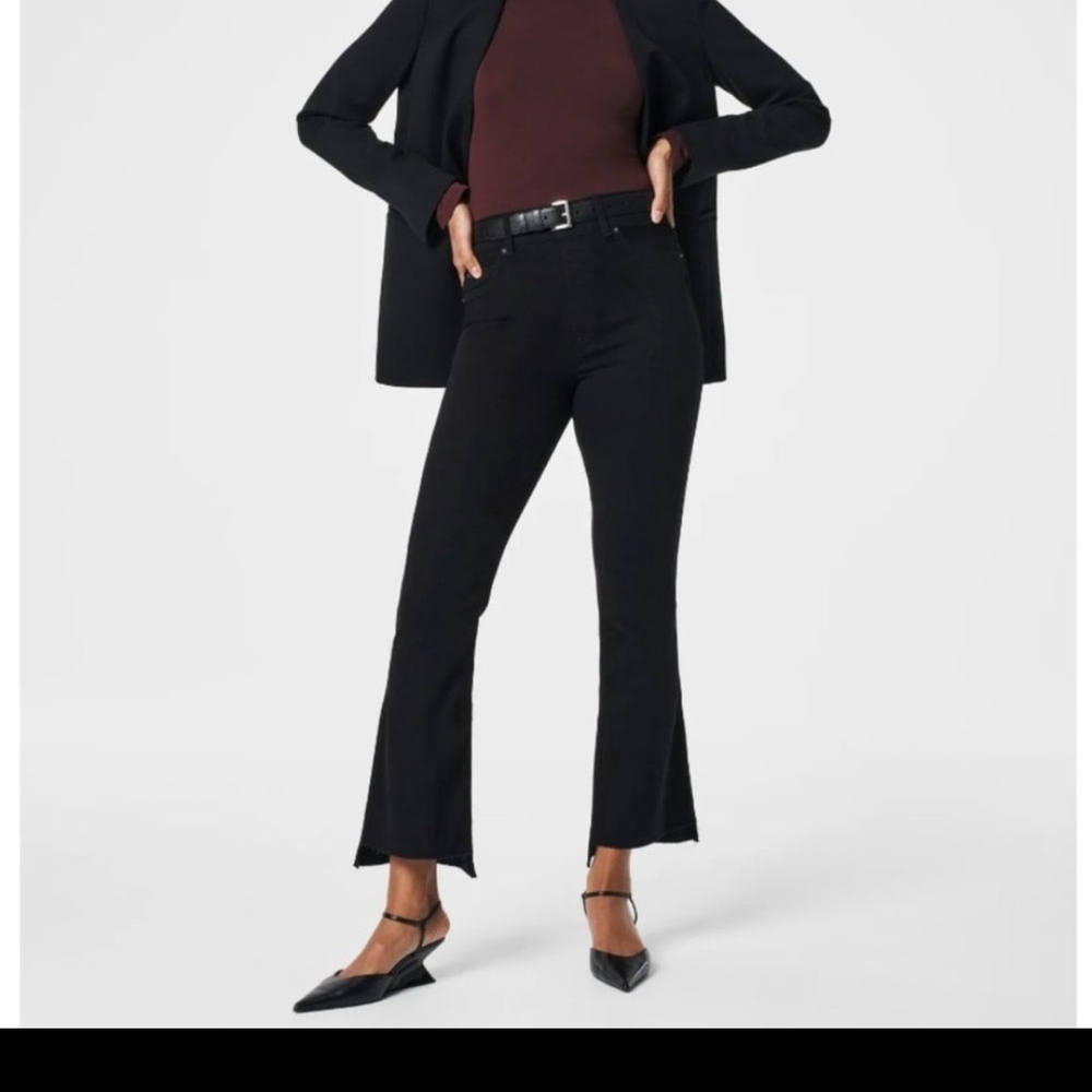SPANX Black Frayed Hem Pants